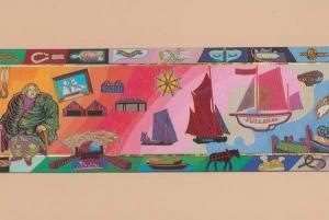 Boat Ship Navigation Battle Maldon Essex Military Medieval Embroidery Postcard