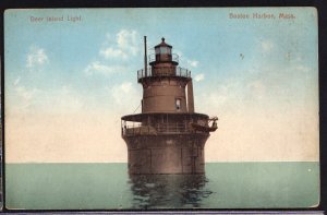 Massachusetts BOSTON HARBOR Deer Island Light (Light House) - Divided Back