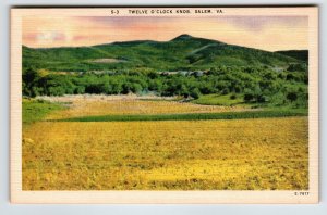 Twelve O'Clock Knob Salem Virginia Postcard Linen VA Unused Vintage Asheville