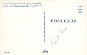 BOSTON MAINE RAILROAD-PACIFIC 3713 LAST STEAM POWER TRAIN-DOVER NH POSTCARD 1959