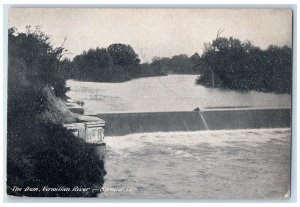 1907 The Dam Vermillion River Water Falls Source Streator Illinois IL Postcard