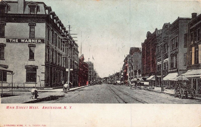 AMSTERDAM NEW YORK NY~MAIN STREET WEST~1900s POSTCARD