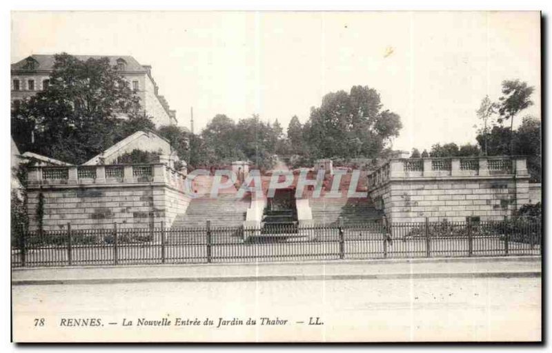 Old Postcard Rennes New Entrance Garden Tabor