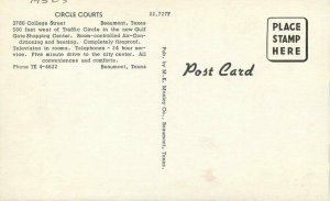 Beaumont Texas 1950s Circle Courts roadside Postcard Mosley 20-6607