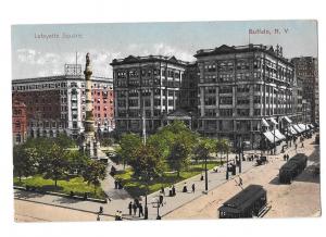 Lafayette Square in Buffalo New York  Trolley Cars Mounment