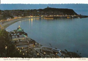 Yorkshire Postcard - South Bay at Night - Scarborough - Used 1977 - Ref 3061A