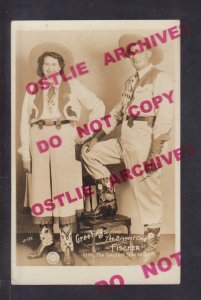 rppc c1930s CIRCUS Sideshow FREAK Midway WORLD'S LARGEST COUPLE Fischer COWBOYS