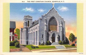 Asheville North Carolina 1940s Postcard First Christian Church 