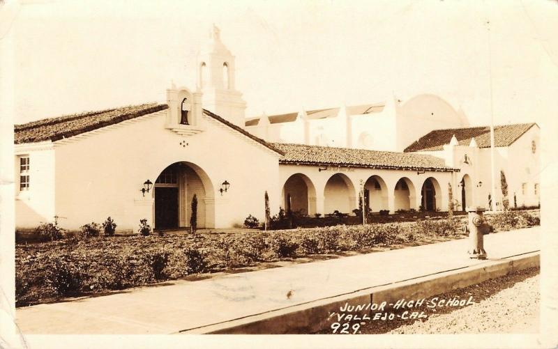 Vallejo California~Junior High School~Waste Not Thine Hour~1939 Real Photo~RPPC 