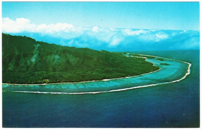 Cook Islands Rarotonga Titikaveka Village and Lagoon 1960s Postcard