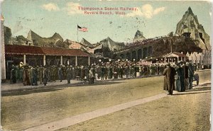 c1910 REVERE BEACH MASSACHUSETTS THOMPSON'S SCENIC RAILWAY EARLY POSTCARD 39-178