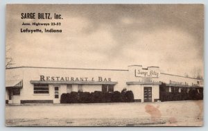 Lafayette Indiana~Sarge Biltz Restaurant & Bar~Roadside Diner~Art Deco~1940s PC 