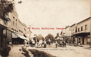 IN, Pleasant Lake, Indiana, RPPC, Main Street, Business Section, 1910, Photo