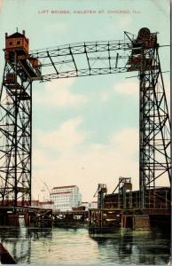 Lift Bridge Halsted Street Chicago IL Illinois USA c1909 Postcard E44