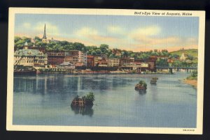 Augusta, Maine/ME Postcard, Bird's Eye View Of City Skyline & Waterfront