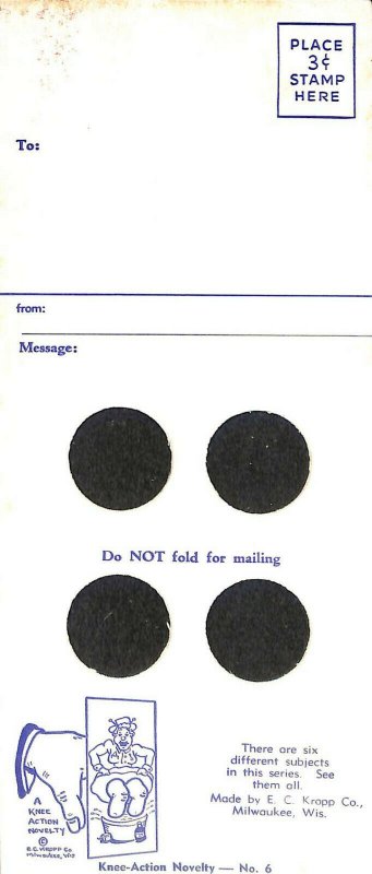 Milwaukee WI E. C. Kropp Knee-Action Novelty Here Am I.... Postcard