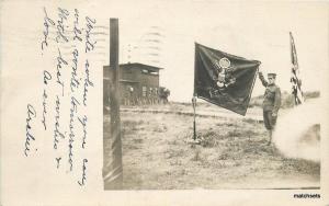 1911 Tacoma Washington Military Corps Flag Soldiers RPPC Real photo 10076