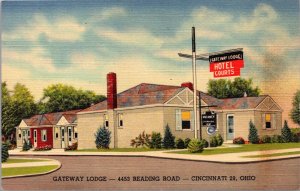 Linen Postcard Gateway Lodge 4453 Reading Road in Cincinnati, Ohio