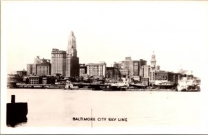 Real Photo Postcard Baltimore City Sky Line in Baltimore, Maryland