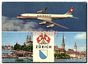 Postcard Modern Jet Aviation Zurich Swissair