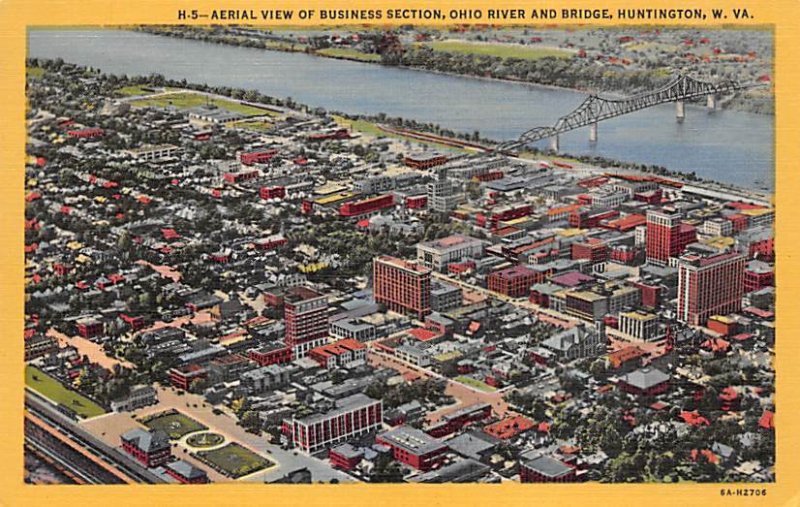 Business Section, Ohio River and Bridge, Huntington, WV