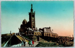 Vtg Marseille France Basilique de Notre Dame de la Garde 1950 Postcard