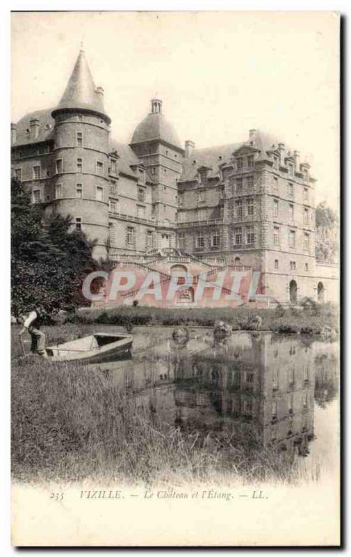 Old Postcard Vizille Chateau and & # 39Etang