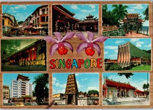 Mutiple views of Singapore Postcard Posted 1973