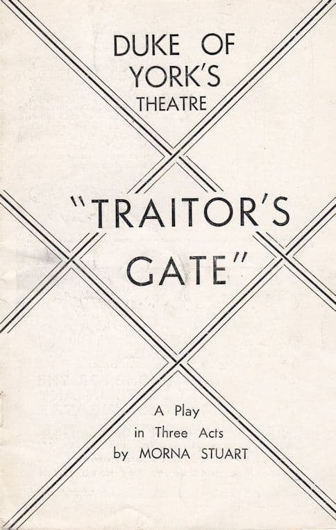 Traitors Gate Chelsea Tower Of London Basil Sydney Drama Theatre Programme