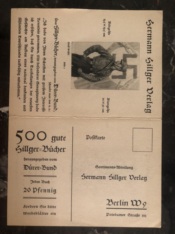 Mint WW2 Germany propaganda Postcard Hermann Hillger Publishes Third Reich