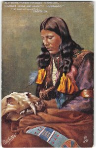 Song of Hiawatha Native American Indian & Skull 1910s Tuck Oilette Postcard