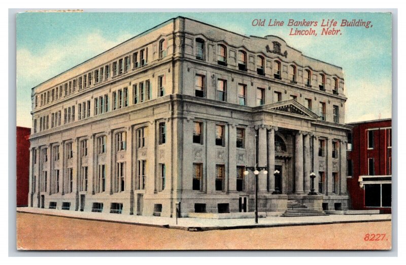 Old Line Bankers Life Building Lincoln Nebraska NE 1912 DB Postcard V16