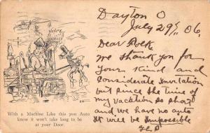 Dayton Ohio Comic Man in Auto  Antique Postcard J76891