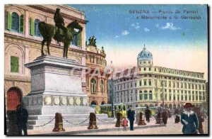 Old Postcard Genova Prazze De Ferrari G Monumento a Garibaldi