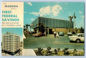 St Petersburg Florida Postcard Madeira Office First Federal Savings 1960 Vintage