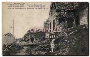 Old Postcard War Carency (Region of Arras) After a bombing near Church Street...