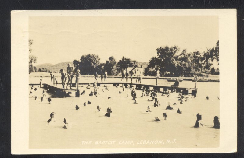 RPPC LEBANON NEW JERSEY NJ THE BAPTIST CAMP SWIMMING REAL PHOTO POSTCARD