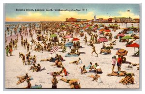 Bathing Beach WOldwood By The Sea New Jersey NJ Linen Postcard H30