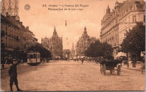 Belgium Antwerp Anvers Perspective de la Rue Leys Vintage Postcard 03.20