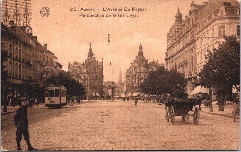 Belgium Antwerp Anvers Perspective de la Rue Leys Vintage Postcard 03.20 