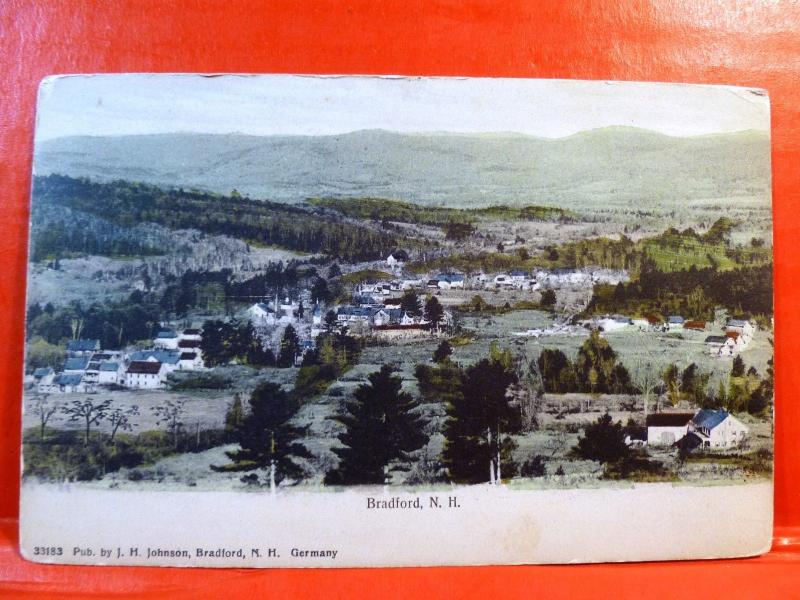 Postcard NH Bradford Airview of Town in 1907 Pub by J.H. Johnson