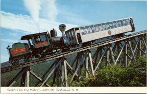 Cog Railway - panoramic aluminum coach White Mountains NH postcard