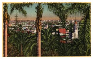 Vintage 1947 Postcard Glimpse of Portion of Business Section Hollywood CA