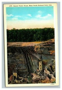 Vintage 1940's Postcard Square Tower House Mesa Verde National Park Colorado