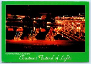 NATCHITOCHES, LA ~ Christmas FESTIVAL OF LIGHTS Camels 1988 ~ 4x6 Postcard