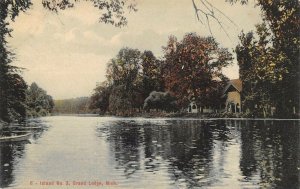 Grand Ledge Michigan~Island No 3~Lake House~1911 Handcolored Postcard 