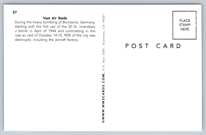 US  WW2  Fighter Bomber   J Bomb  Brunswick Germany   Postcard