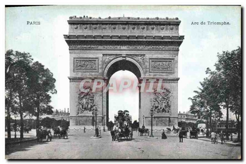 Old Postcard Paris Arc de Triomphe