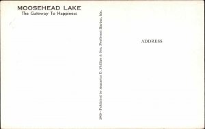 Moosehead Lake Maine ME Map 1950s-60s  Postcard