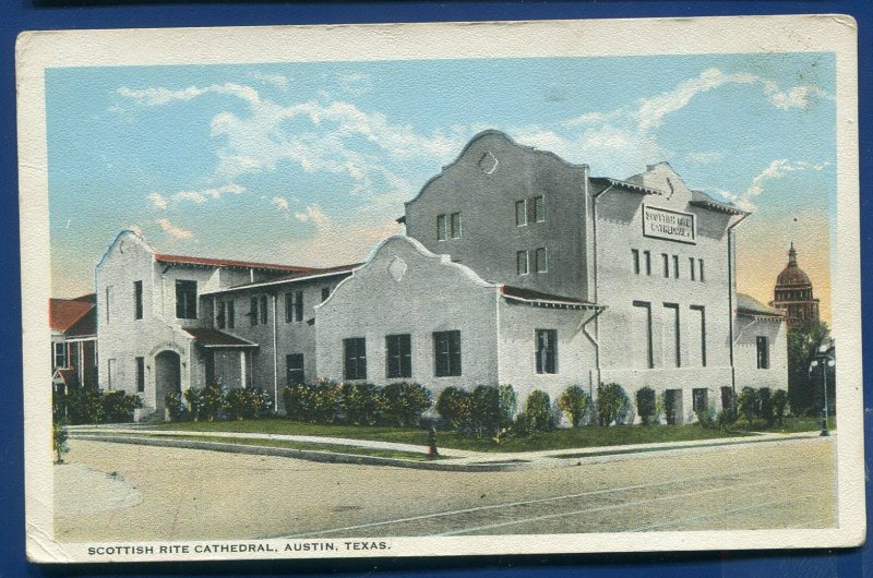 Austin Texas tx Scottish Rite Cathedral old postcard